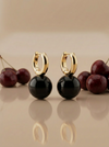Black amber earrings, SILVER/GOLD-PLATED SILVER 925 "Stickers"
