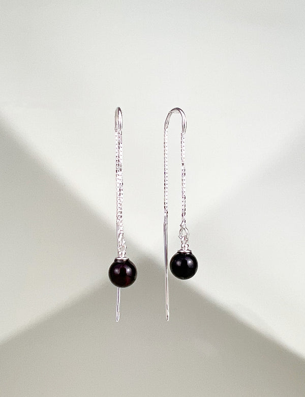 Juodo gintaro auskarai, sidabras 925 "Shiny berry"