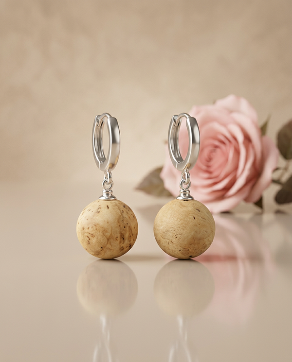 Amber earrings, silver 925 "Pumpkins"
