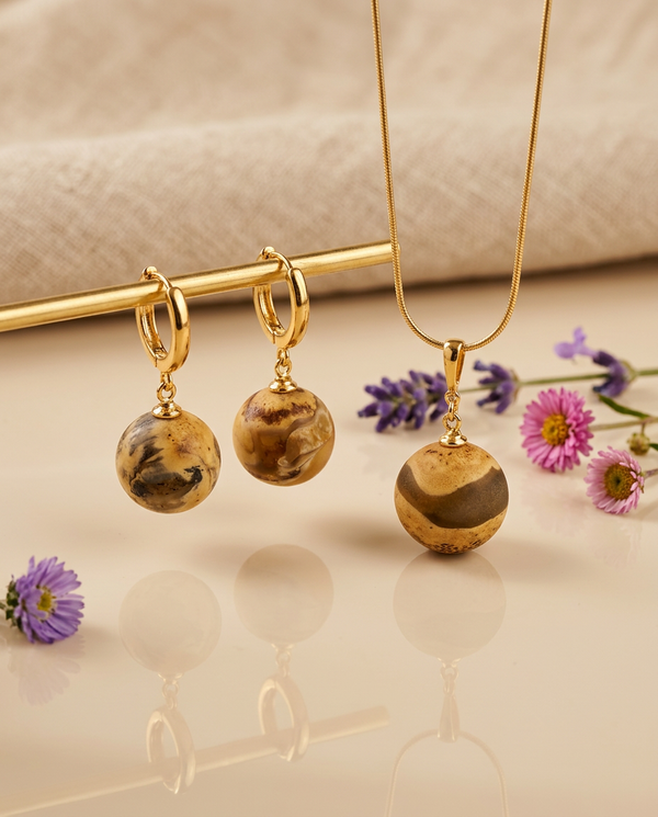 Amber set, gold-plated silver 925 "Shout"
