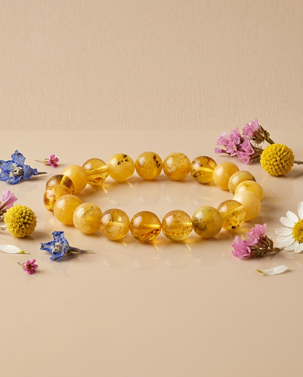 Matte amber bracelet "Black boulders"