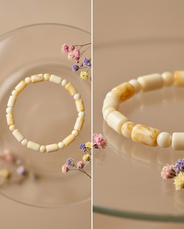 Matte amber bracelet "Black boulders"