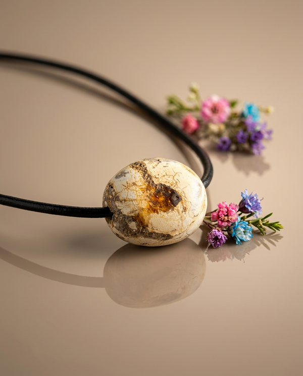 Amber pendant, silver 925 "Mars"