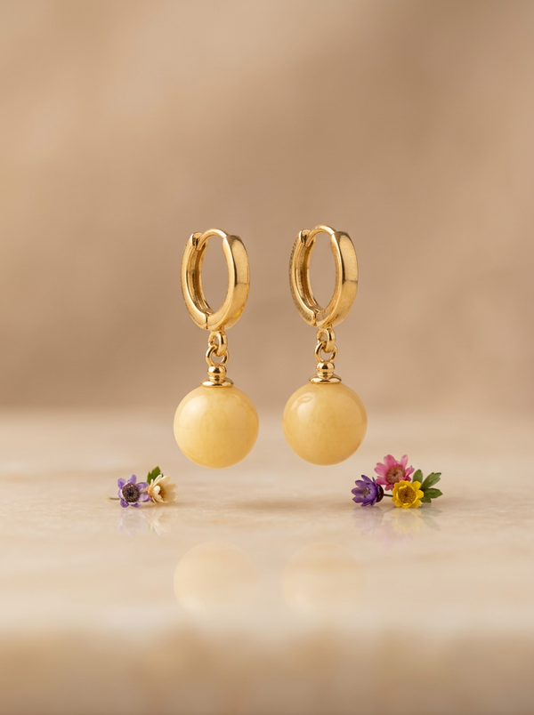 Amber earrings, silver 925 "Charm of the Universe"
