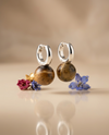 Amber earrings, silver 925 "Asteroids"