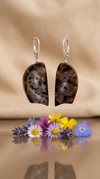 Amber earrings, gold-plated silver 925 "Night rain"