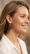 Amber earrings, gold-plated silver 925 "Night rain"
