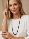 Black amber necklace 70cm, gold-plated silver 925 "Cherry Line"