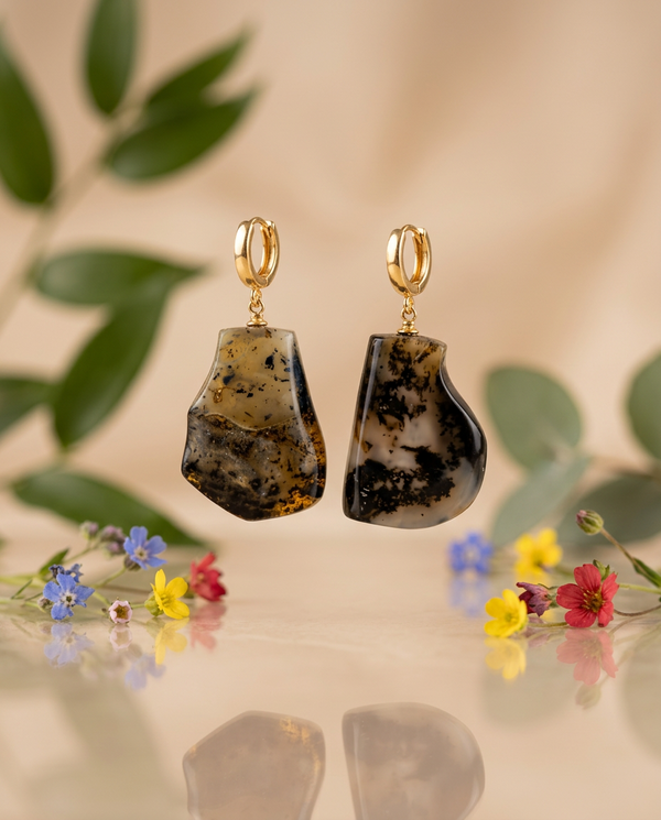 Amber earrings, gold-plated silver 925 "Poem"