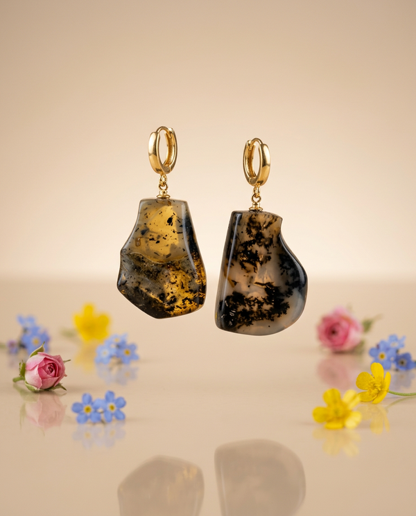 Amber earrings, gold-plated silver 925 "Poem"