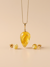 Shiny amber set, gold-plated silver 925 "White patterns"