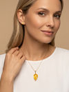 Shiny amber set, gold-plated silver 925 "White patterns"