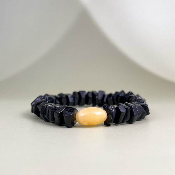 Black amber bracelet "Cube"