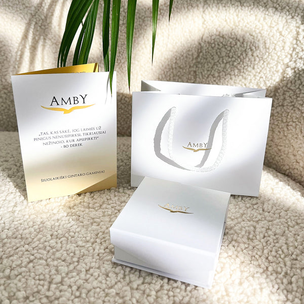 Amber heart, silver 925 "Forest river"