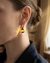 Faceted amber earrings, SILVER/GOLD-PLATED SILVER 925 "Stickers"