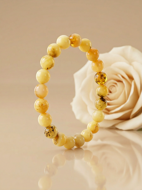 Gintaro apyrankė "Geltona Marguolė"