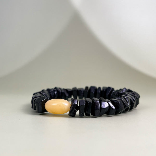 Black amber bracelet "Cube"