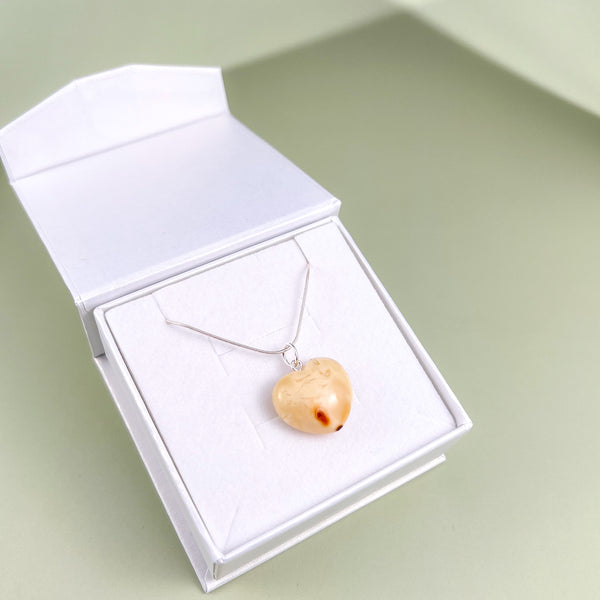 Amber pendant, gold-plated silver 925 "Love talisman"