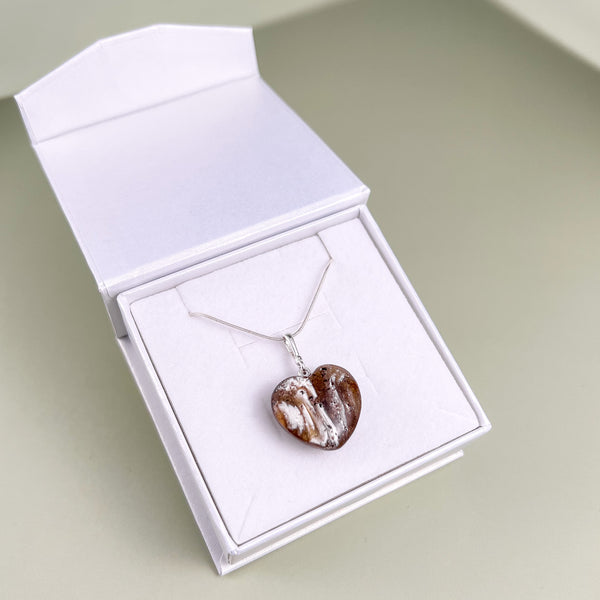 Amber heart, silver 925 "Full of love"