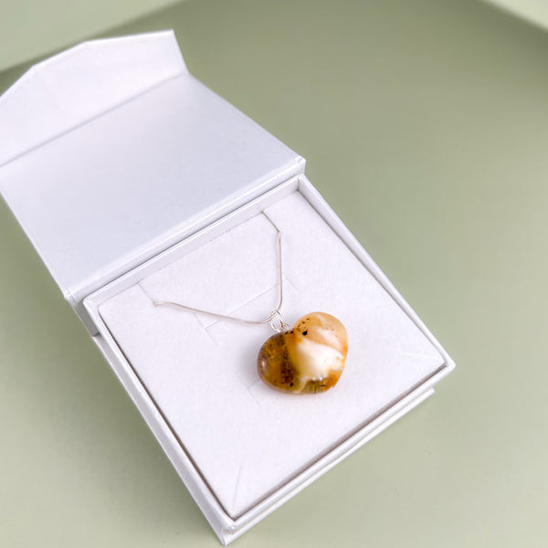 Amber heart, silver 925 "Date"