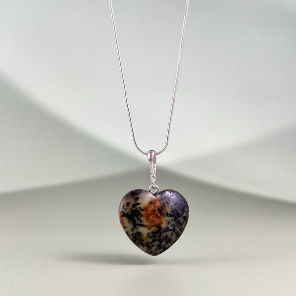 Amber heart, silver 925 "Big heart"