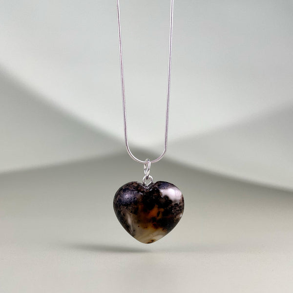 Amber heart, silver 925 "White caramel"