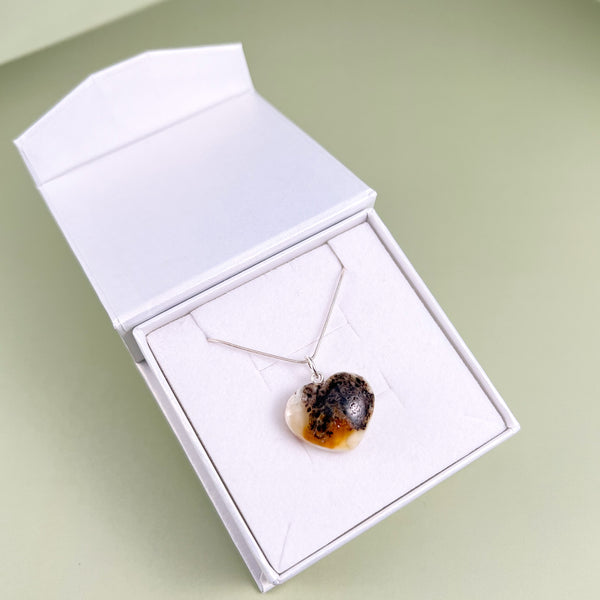 Amber heart, gold-plated silver 925 "Ornate"