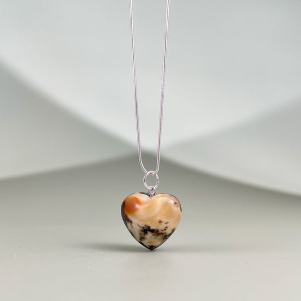 Amber heart, gold-plated silver 925 "Smile"