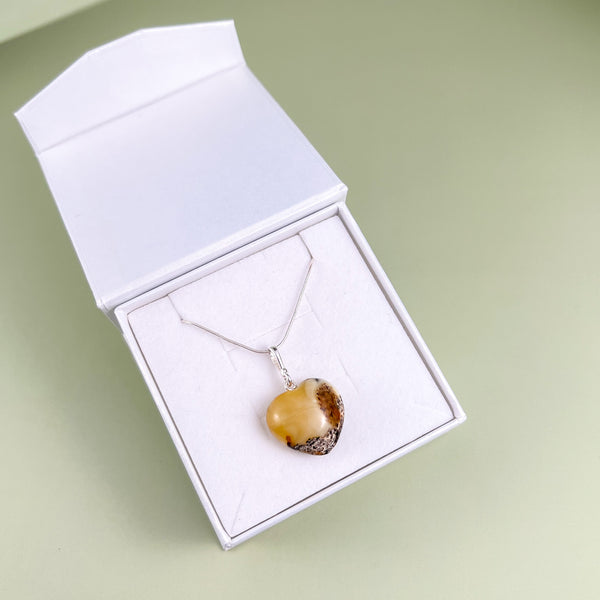 Amber heart, gold-plated silver 925 "Colored love"