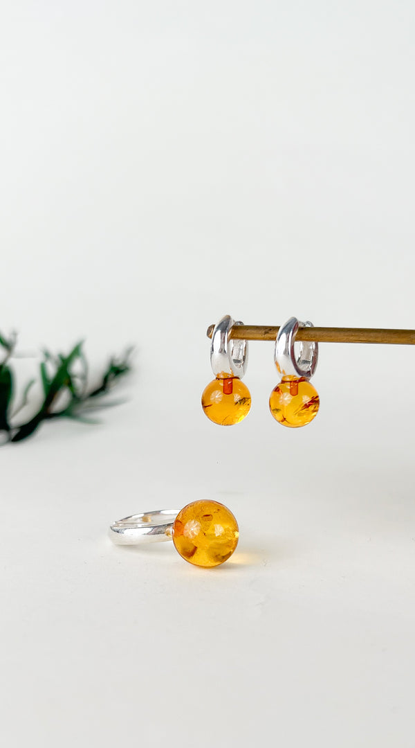 Gintaro rinkinys, sidabras 925 "Skanus medus"