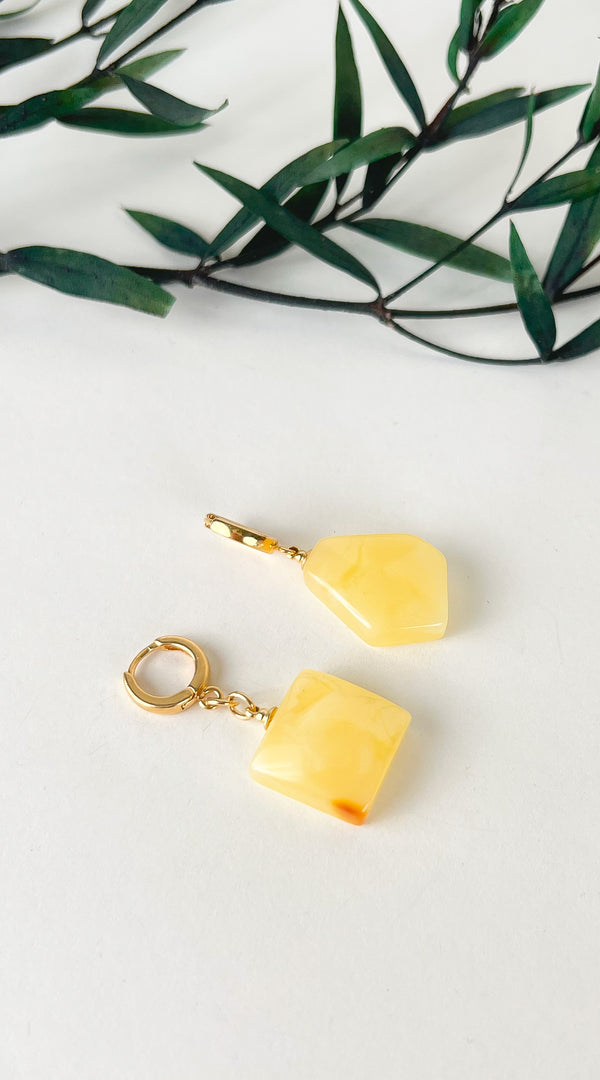 Gintariniai auskarai, auksuotas sidabras 925 "Kitokie"