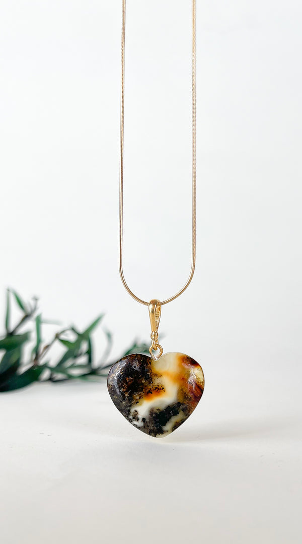 Gintaro širdis, auksuotas sidabras 925 "Rami širdis"