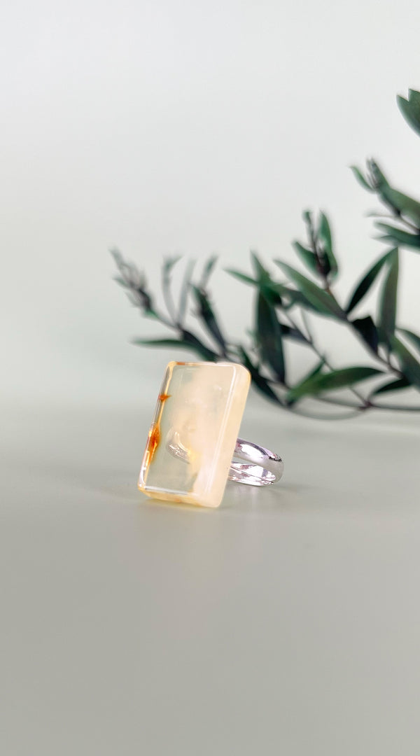 Gintaro žiedas, sidabras 925 "Debesų svajos"