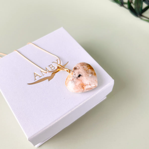 Gintaro širdis, auksuotas sidabras 925 "Aš tavo"