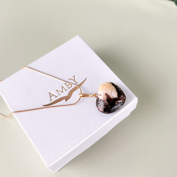 Gintaro širdis, auksuotas sidabras 925 "Puselė"