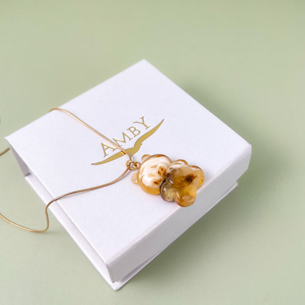 Gintaro pakabukas, auksuotas sidabras 925 "Saulės apkabinimas"