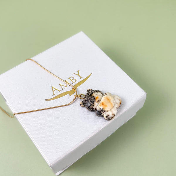 Gintaro pakabukas, auksuotas sidabras 925 "Žingsnis po žingsnio"