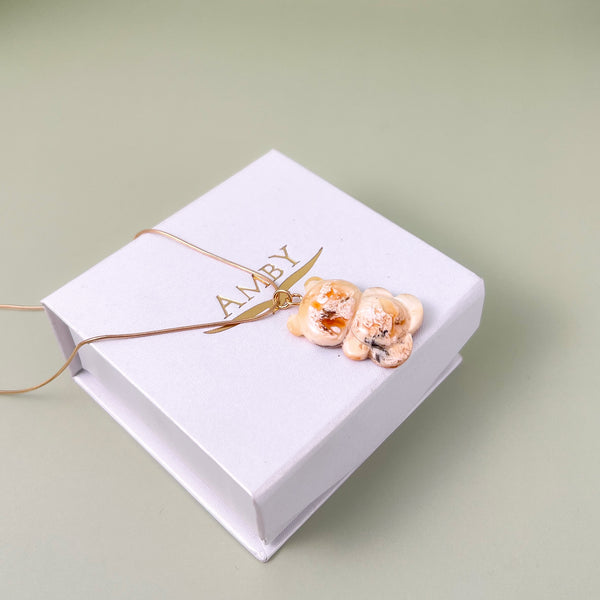 Gintaro pakabukas, auksuotas sidabras 925 "Baltas debesis"