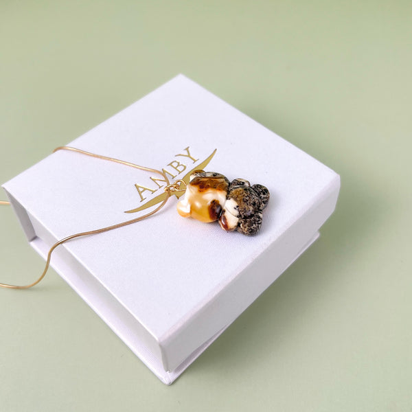 Gintaro pakabukas, auksuotas sidabras 925 "Širdies draugas"