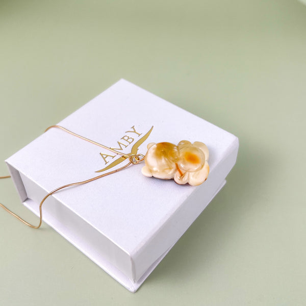 Gintaro pakabukas, auksuotas sidabras 925 "Širdies šiluma"