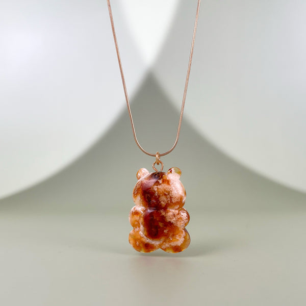 Gintaro pakabukas, auksuotas sidabras 925 "Medaus meškis"