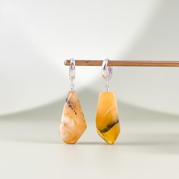 Gintariniai auskarai, sidabras 925 "Kitokie"