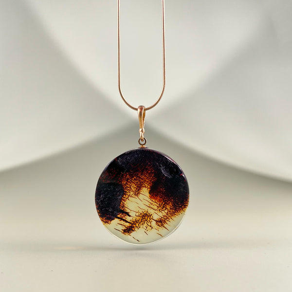 Gintaro pakabukas, auksuotas sidabras 925 "Mėnuo"