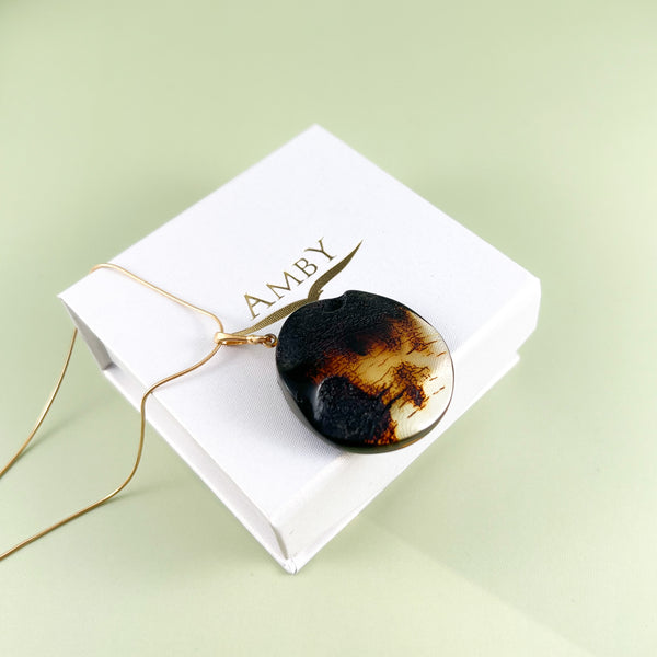 Gintaro pakabukas, auksuotas sidabras 925 "Mėnuo"