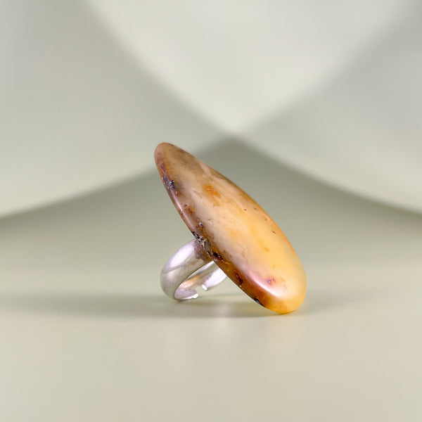 Gintaro žiedas, sidabras 925 "Visatos atspindys"