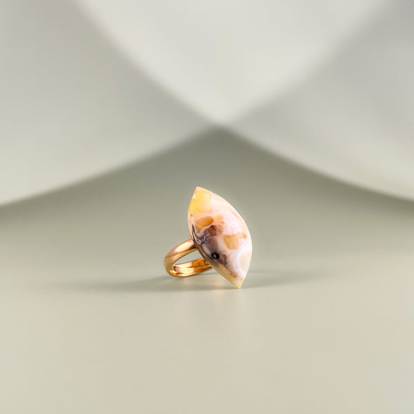 Gintaro žiedas, auksuotas sidabras 925 "Elipsė"