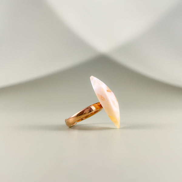 Gintaro žiedas, auksuotas sidabras 925 "Elipsė"