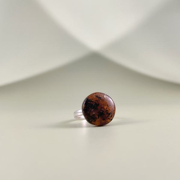 Gintaro žiedas, sidabras 925 "Samana"