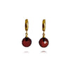 Facetuoto gintaro auskarai, ausksuotas sidabras 925 "Cherry shine"