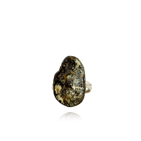 Putpelinis gintaro žiedas, sidabras 925 "Putpeliukas"